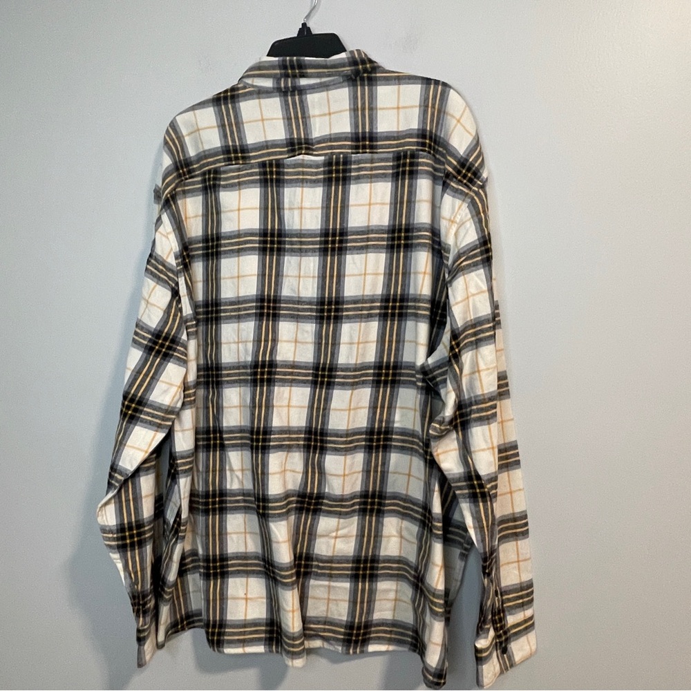 BP LS Flannel Button down Shirt Ivory Black Jacob Plaid 3XL NWT - Picture 2 of 6